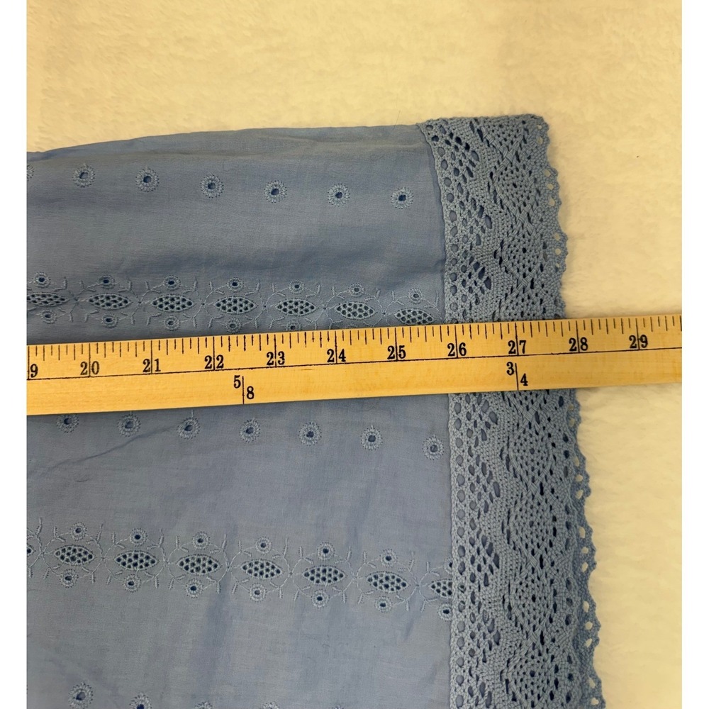 Denim & Co. Eyelet Midi Skirt Light Blue Pull On Elastic Waist Cotton Size XL - Picture 9 of 9